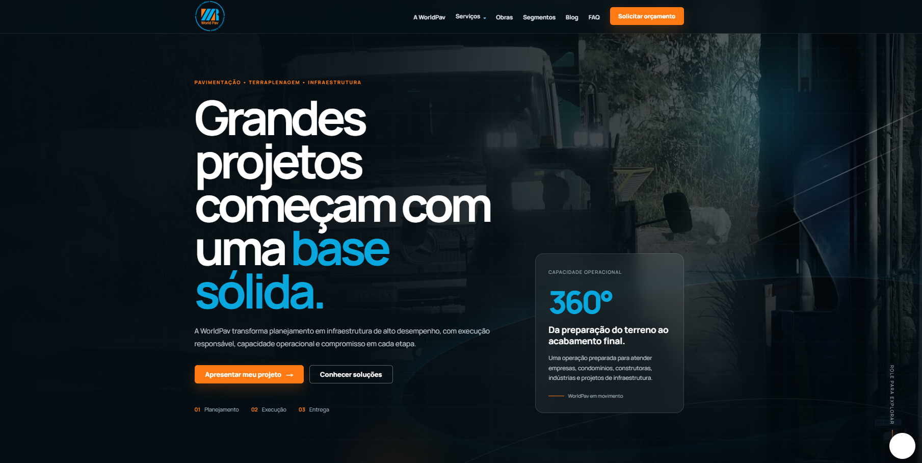 Captura da página inicial do site WorldPav, projeto desenvolvido pela Fortis Design
